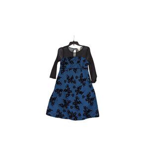 Motherhood Maternity Blue & Black Floral Dress With Mesh Sleeves Size S